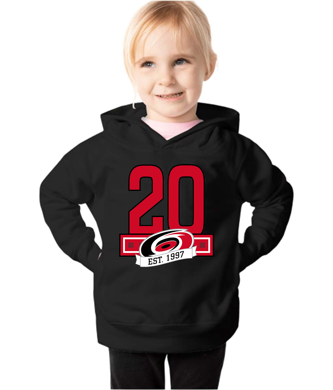 20th Anniversary Of The Carolina Hurricanes Hockey Logo Symbol Emblem Customized Design on Toddler Pullover Fleece Hoodie