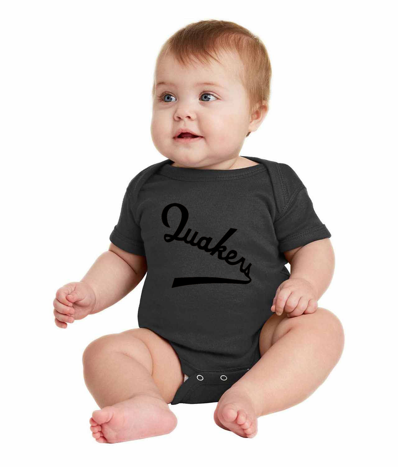 Philadelphia Quakers Jersey Black 1931 Hockey Logo Symbol Emblem Customized Design on Infant Baby Rib Bodysuit