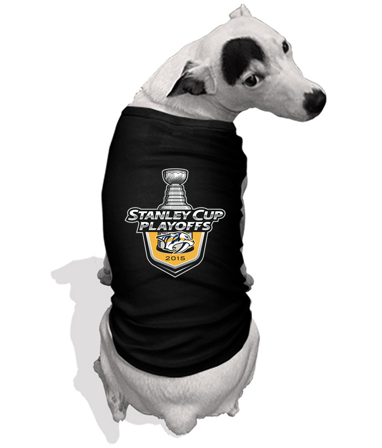 2015 Stanley Cup Playoffs - Nashville Predators Hockey Logo Symbol Emblem Customized Design on Doggie Puppy Dog Tank Tshirt