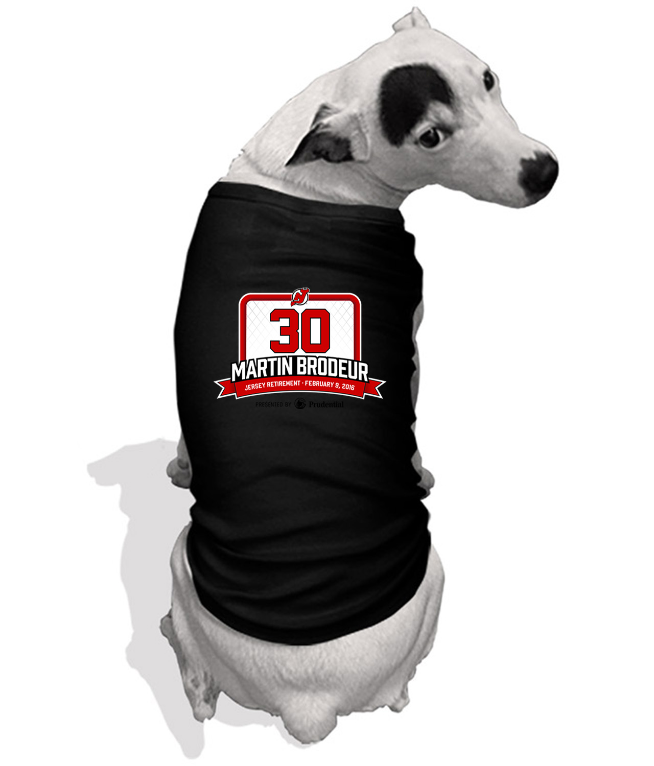 New Jersey Devils Martin Brodeur Jersey Retirement Night On Feb 9, 2016 Hockey Logo Symbol Emblem Customized Design on Doggie Puppy Dog Tank Tshirt
