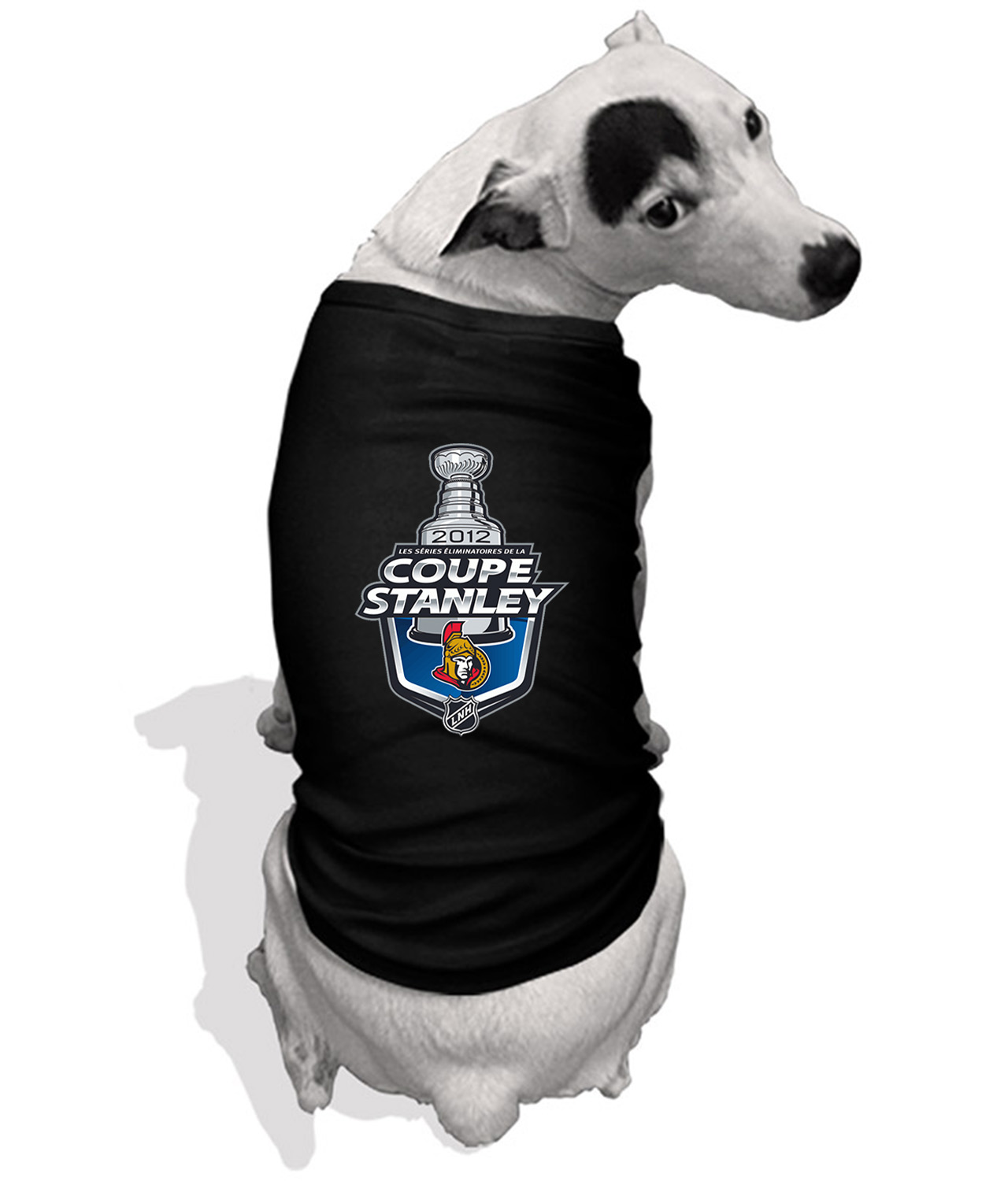 2012 Stanley Cup Playoffs French - Ottawa Senators Hockey Logo Symbol Emblem Customized Design on Doggie Puppy Dog Tank Tshirt