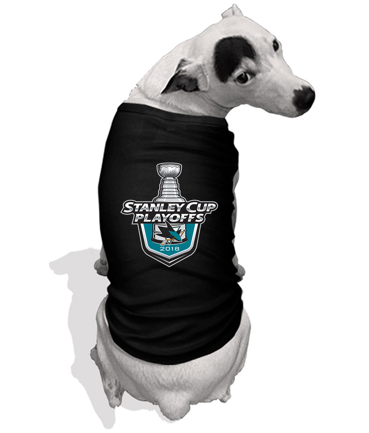 San Jose Sharks 2018 Stanley Cup Playoffs Hockey Logo Symbol Emblem Customized Design on Doggie Puppy Dog Tank Tshirt