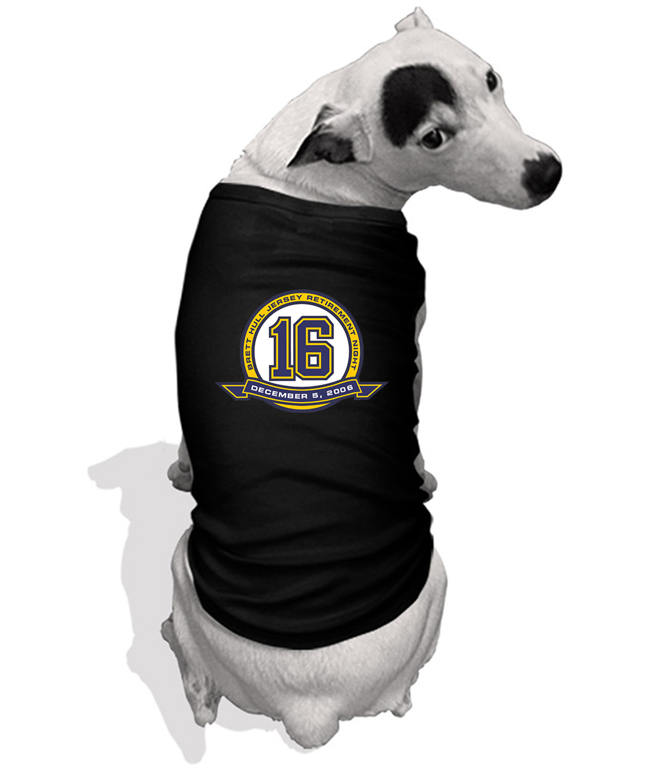 St. Louis Blues Brett Hull Jersey Retirement 12'5'06 Hockey Logo Symbol Emblem Customized Design on Doggie Puppy Dog Tank Tshirt