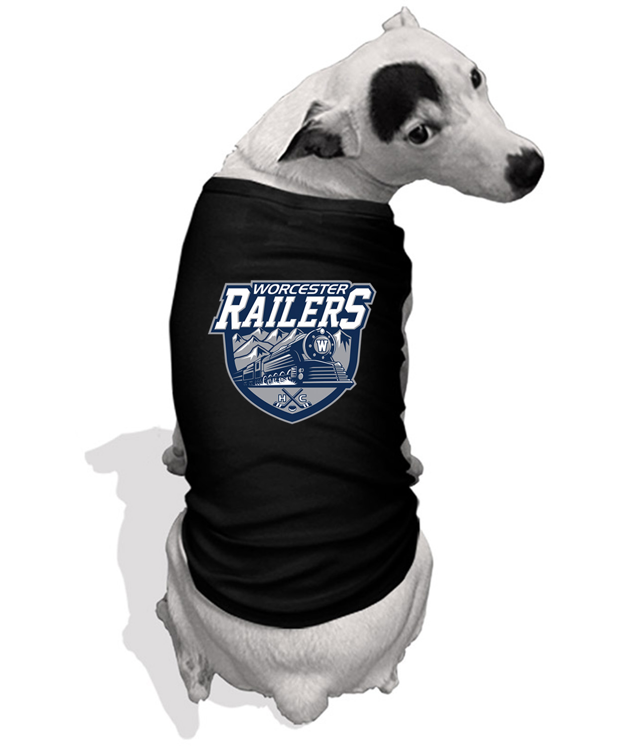Worcester Railers HC Hockey Logo Symbol Emblem Customized Design on Doggie Puppy Dog Tank Tshirt