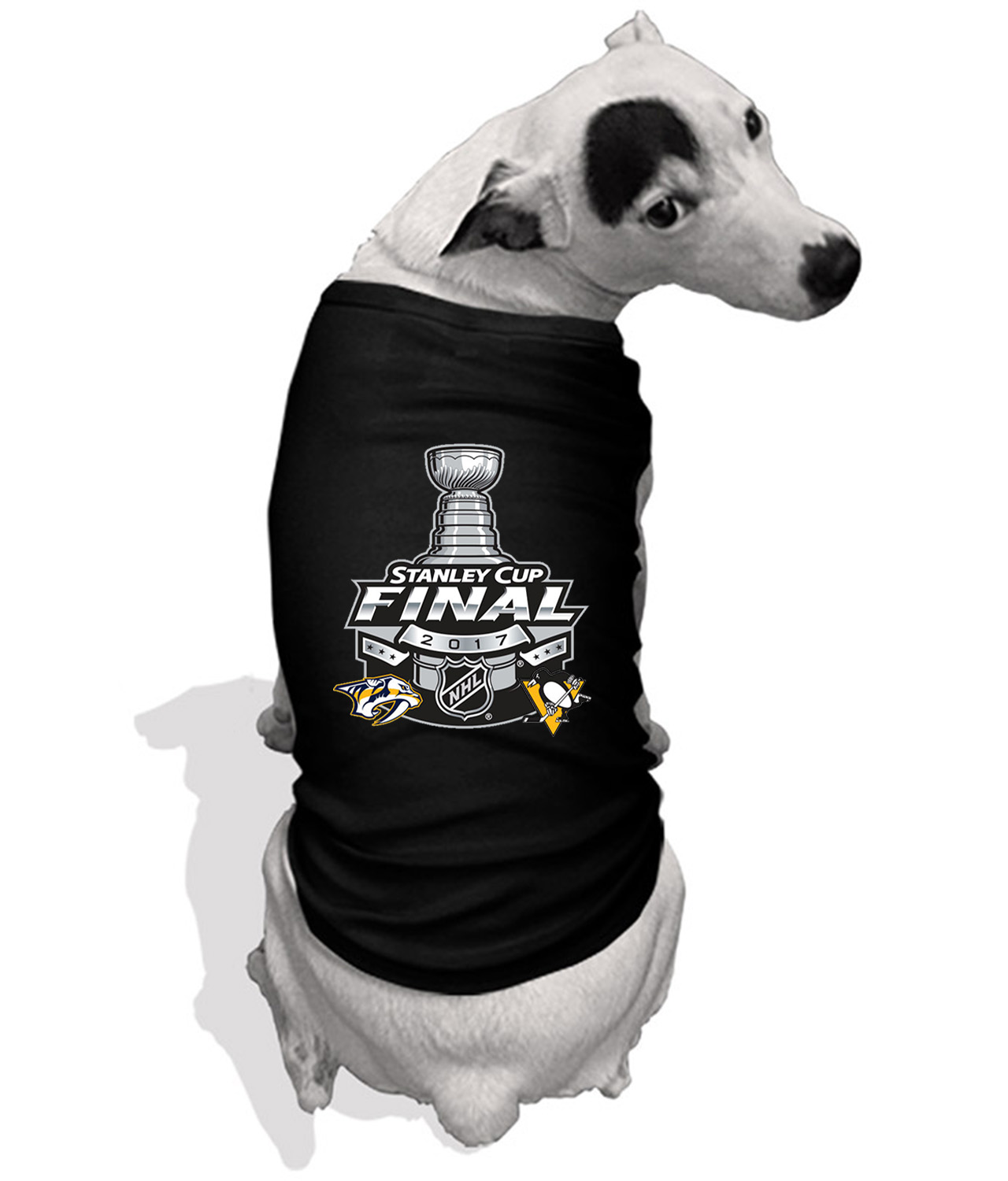 2017 NHL Stanley Cup Final Matchup - Preds Vs Penguins Hockey Logo Symbol Emblem Customized Design on Doggie Puppy Dog Tank Tshirt