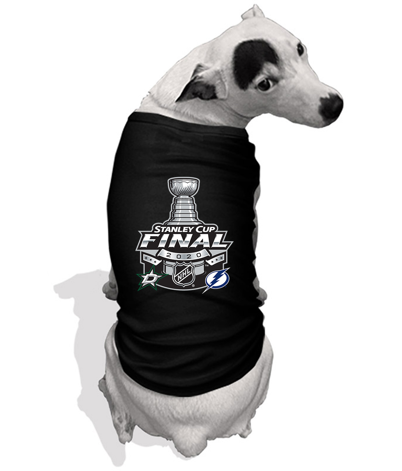 NHL 2020 Stanley Cup Final West & East Conf. Champion Dallas Stars Vs Tampa Bay Lightning Hockey Logo Custom Design on Doggie Puppy Dog Tank Tshirt