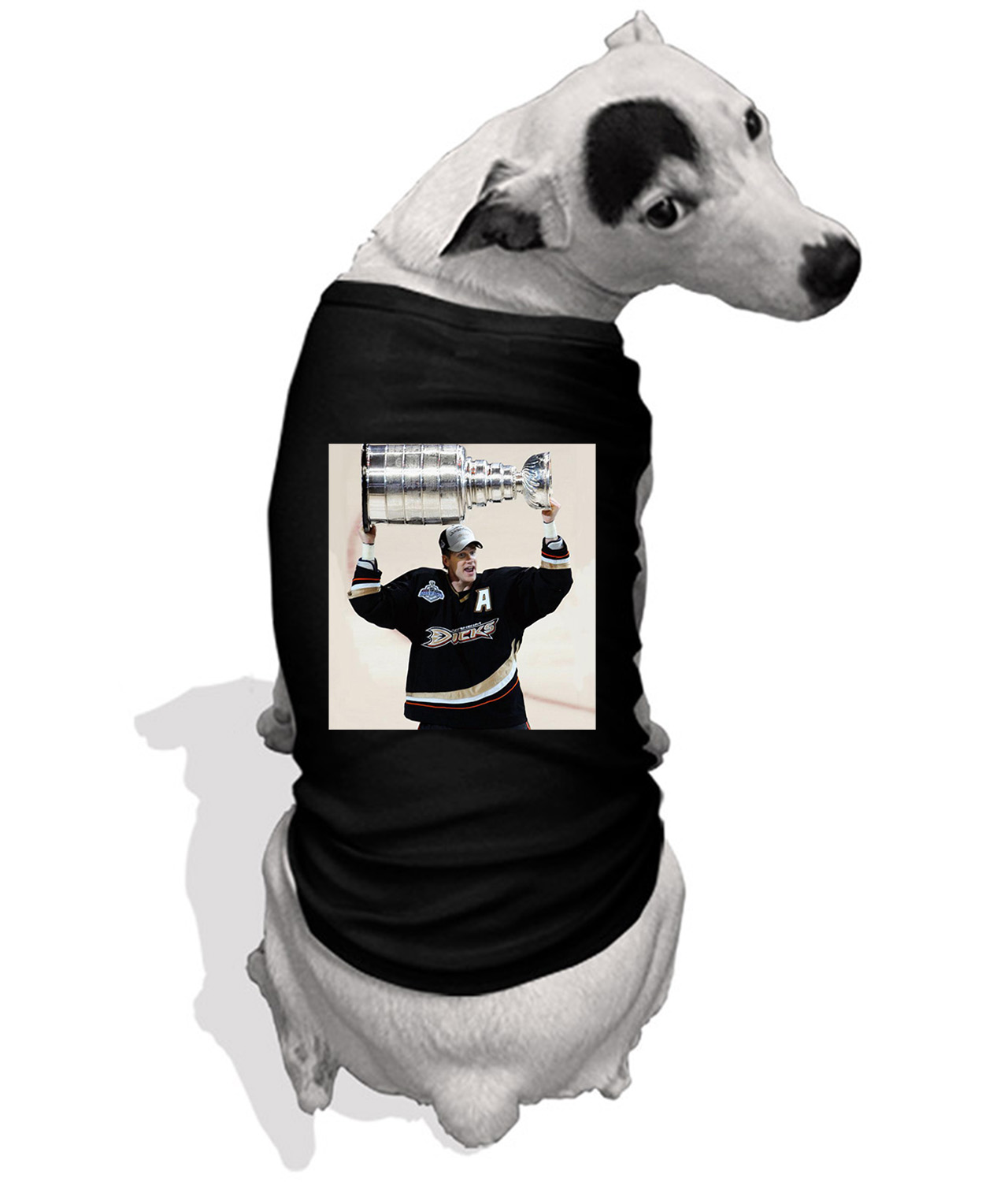 Chris Pronger Anaheim Ducks 2007 Stanley Cup Final Celebrating Ducks Championship 2006-07 Hockey Logo Custom Design on Doggie Puppy Dog Tank Tshirt