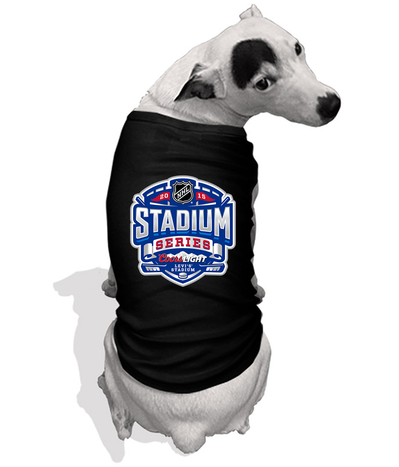 Coors Light 2015 NHL Stadium Series Game - Los Angeles Kings At San Jose Sharks Hockey Logo Emblem Customized Design on Doggie Puppy Dog Tank Tshirt