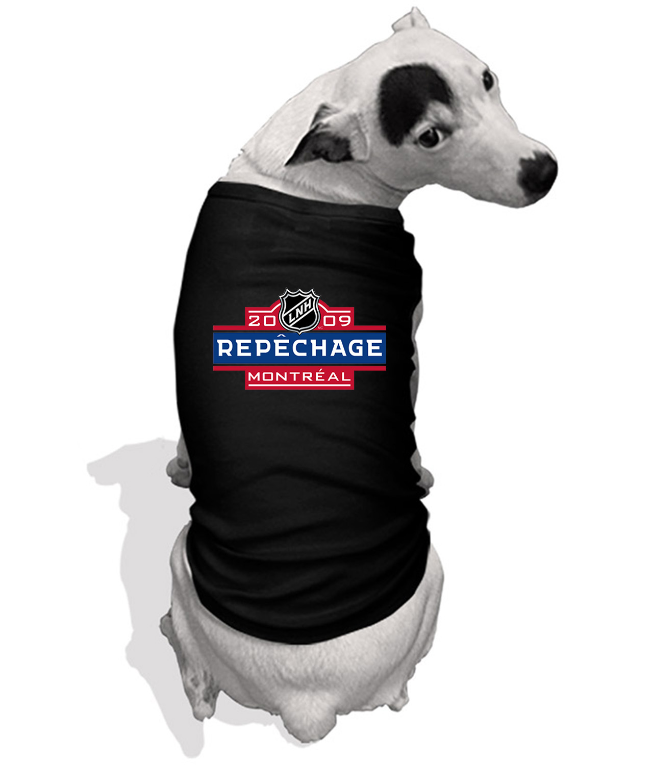 2009 NHL Draft French Version - 2009 LNH Repechage Francais Hockey Logo Symbol Emblem Customized Design on Doggie Puppy Dog Tank Tshirt