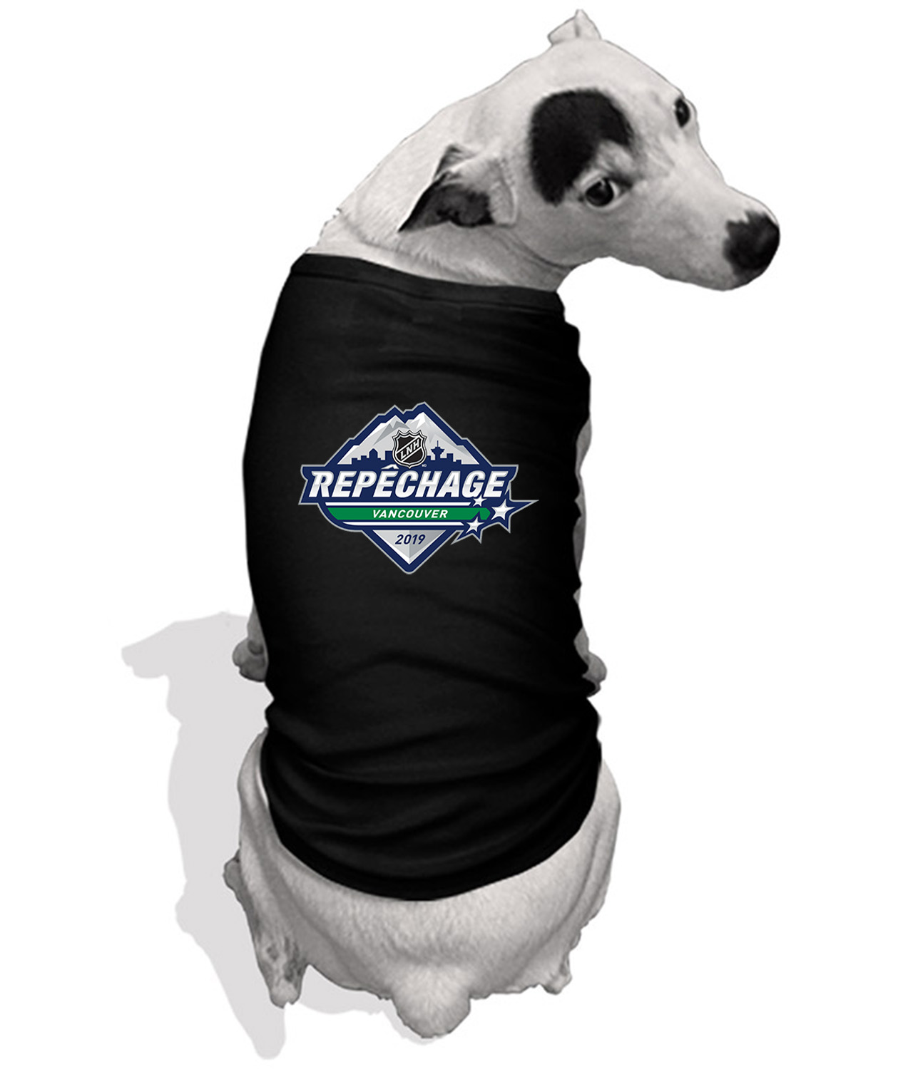 2019 NHL Draft French Version - LNH 2019 Repechage Vancouver Hockey Logo Symbol Emblem Customized Design on Doggie Puppy Dog Tank Tshirt