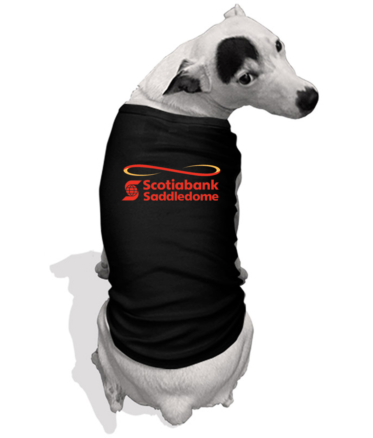 Calgary Flames Scotiabank Saddledome Stadium Hockey Logo Symbol Emblem Customized Design on Doggie Puppy Dog Tank Tshirt
