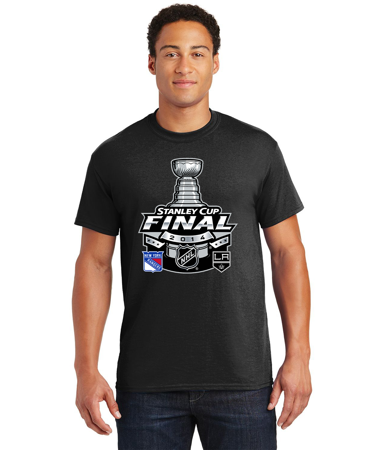 2014 NHL Stanley Cup Final Matchup - Los Angeles Kings Vs New York Rangers Hockey Logo Customized Design on  Unisex Tshirt Tee