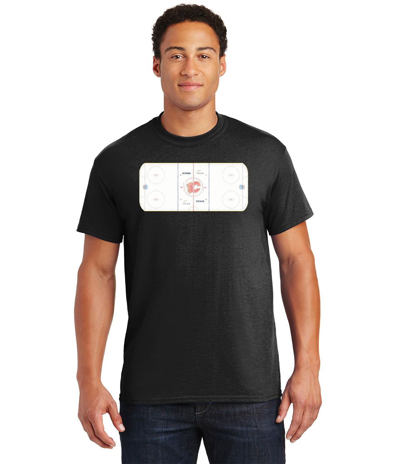 Calgary Flames Scotiabank Saddledome Playing Ice Surface Hockey Logo Customized Design on  Unisex Tshirt Tee