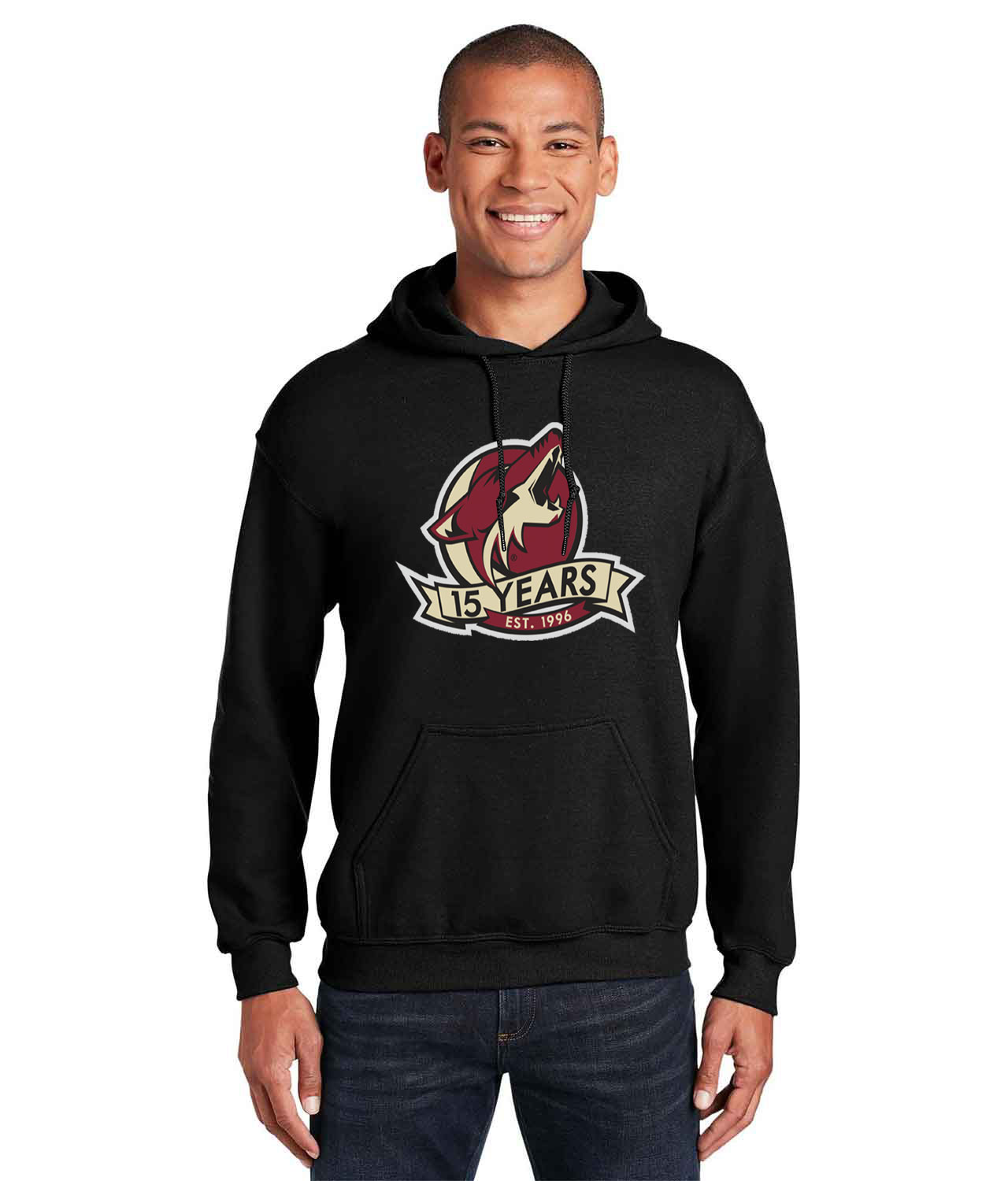 Arizona Phoenix Coyotes 15th Anniversary Hockey Logo Customized Design on Unisex Hooded Sweatshirt