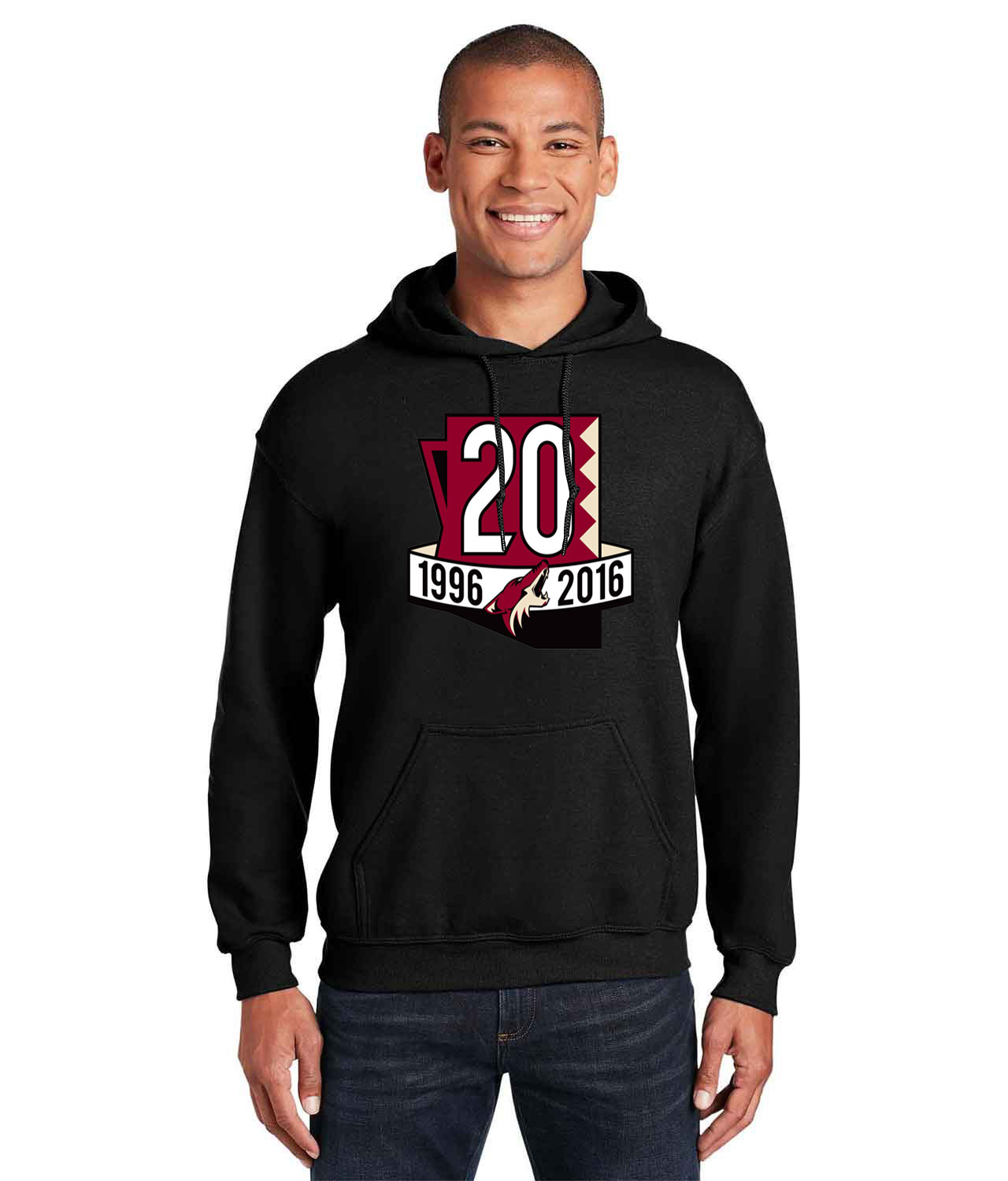 Arizona Phoenix Coyotes 20th Anniversary Hockey Logo Customized Design on Unisex Hooded Sweatshirt