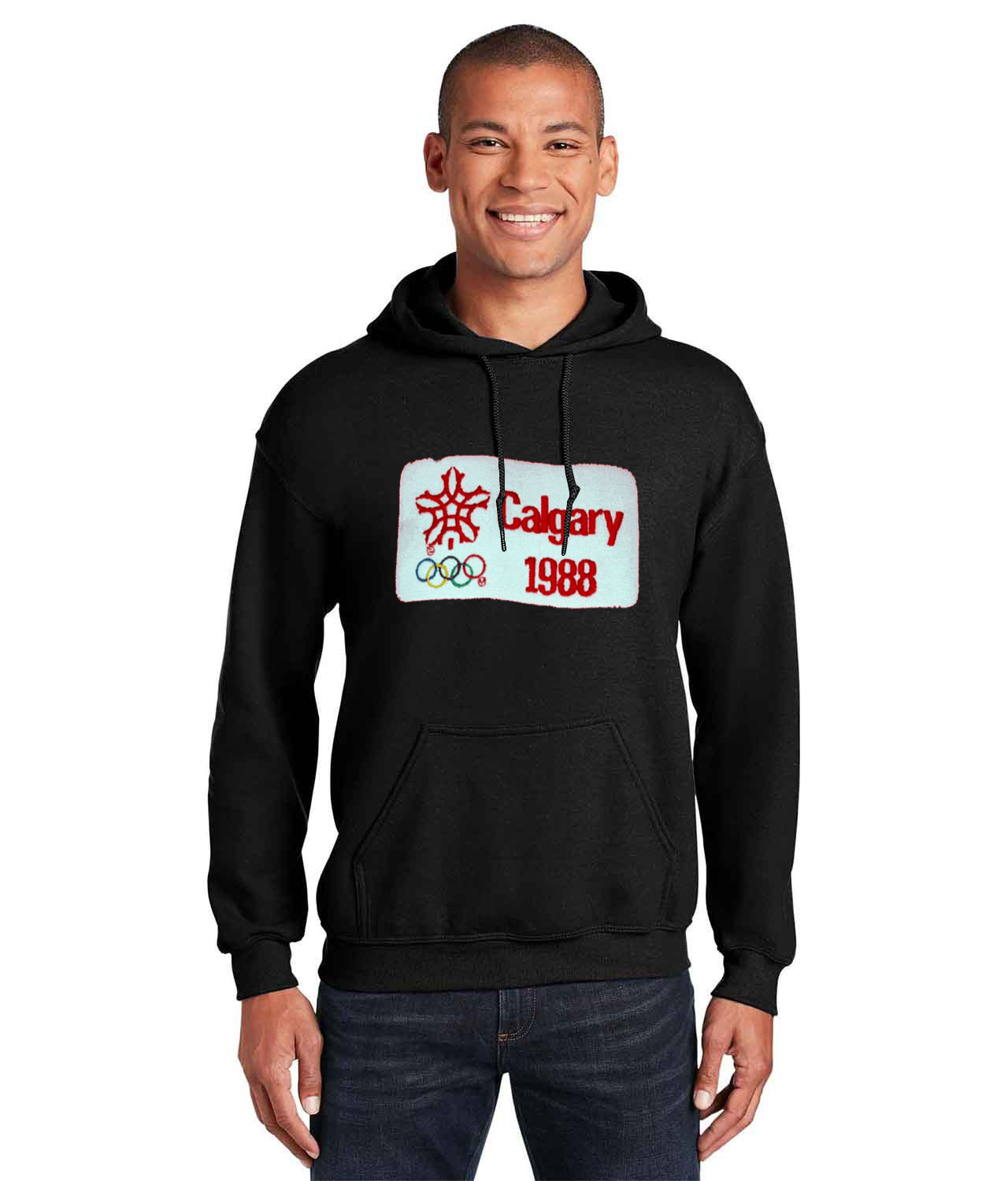 1988 Winter Olympics In Calgary - Calgary Flames Hockey Logo Customized Design on Unisex Hooded Sweatshirt