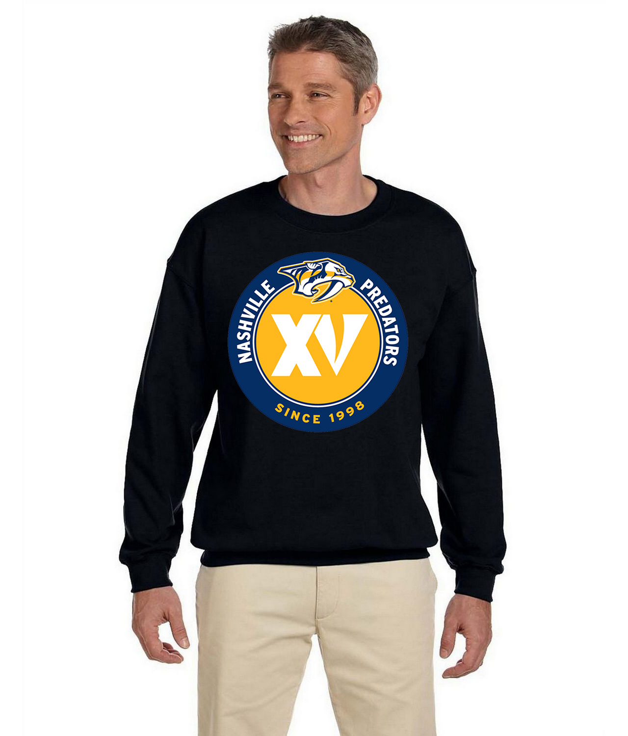 Nashville Predators 15th Season Hockey Logo Symbol Emblem Customized Design on Unisex Crewneck Sweatshirt