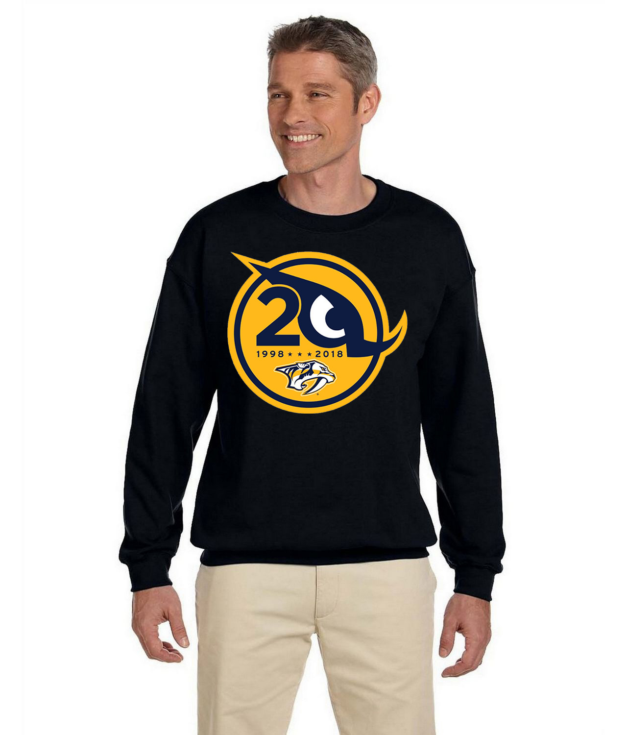 Nashville Predators 20th Season Hockey Logo Symbol Emblem Customized Design on Unisex Crewneck Sweatshirt