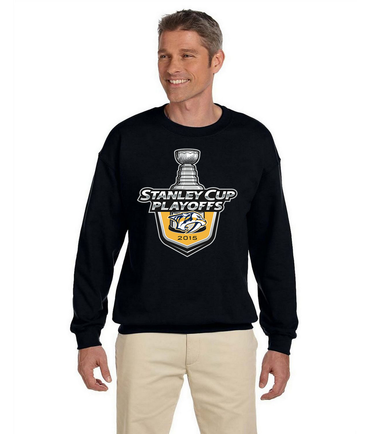 2015 Stanley Cup Playoffs - Nashville Predators Hockey Logo Symbol Emblem Customized Design on Unisex Crewneck Sweatshirt