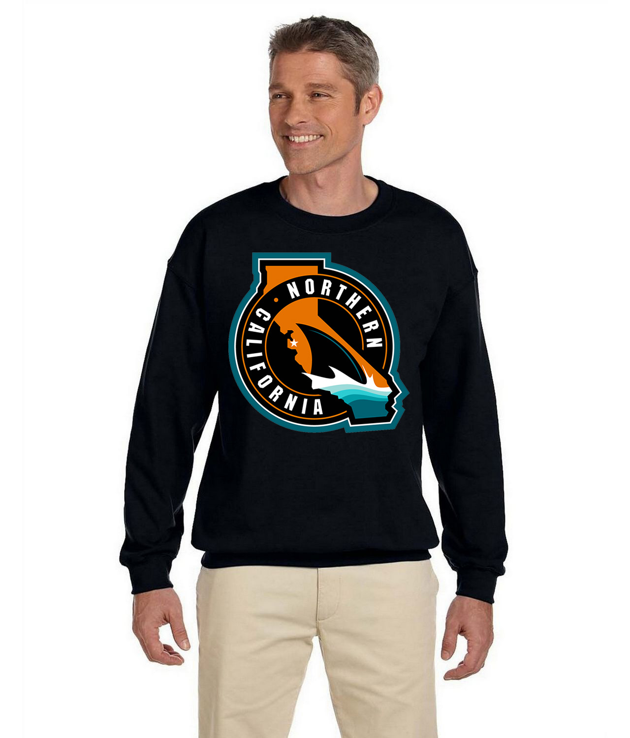 San Jose Sharks Northern California Hockey Logo Symbol Emblem Customized Design on Unisex Crewneck Sweatshirt