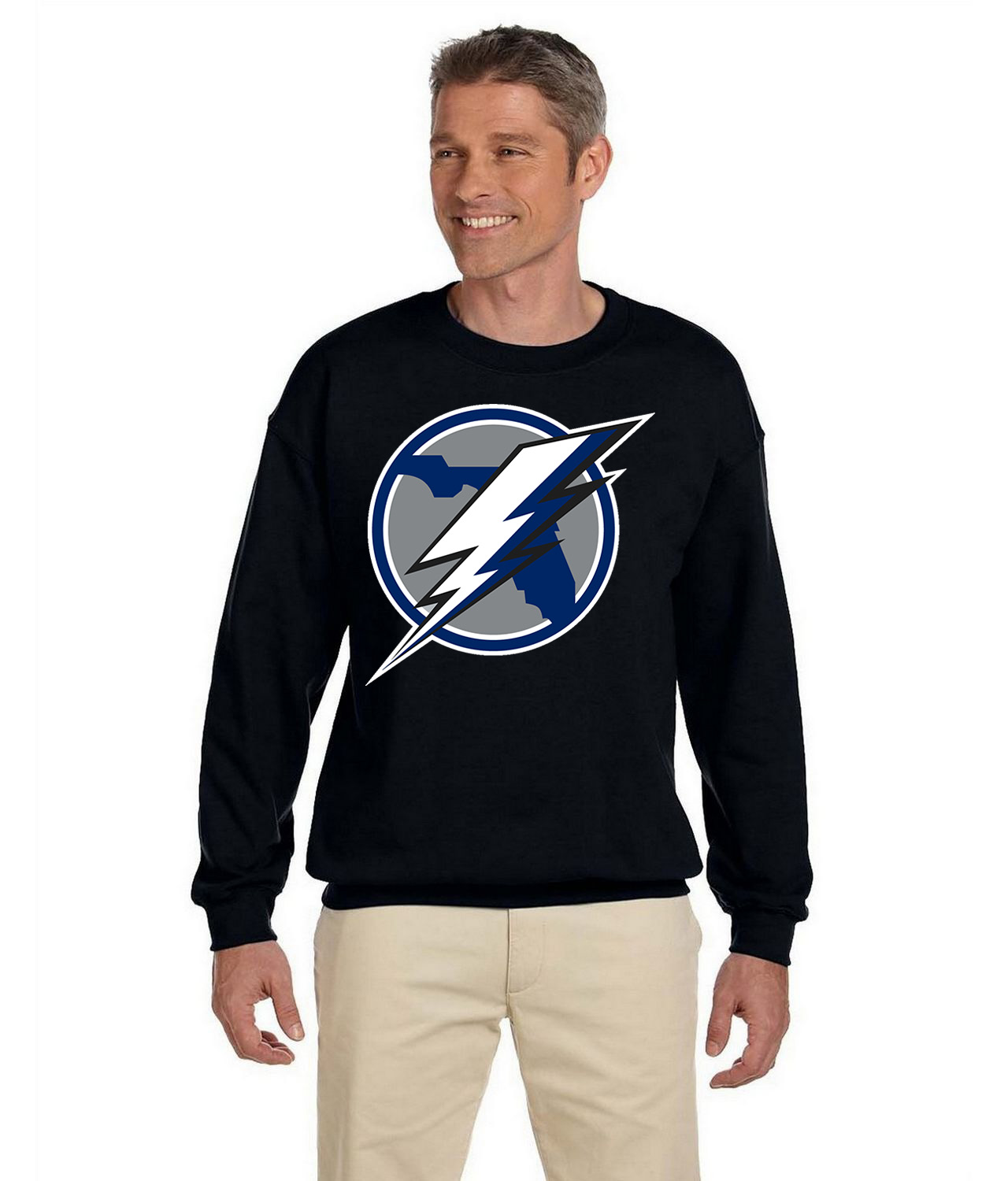 Tampa Bay Lightning Bolt Hockey Logo Symbol Emblem Customized Design on Unisex Crewneck Sweatshirt