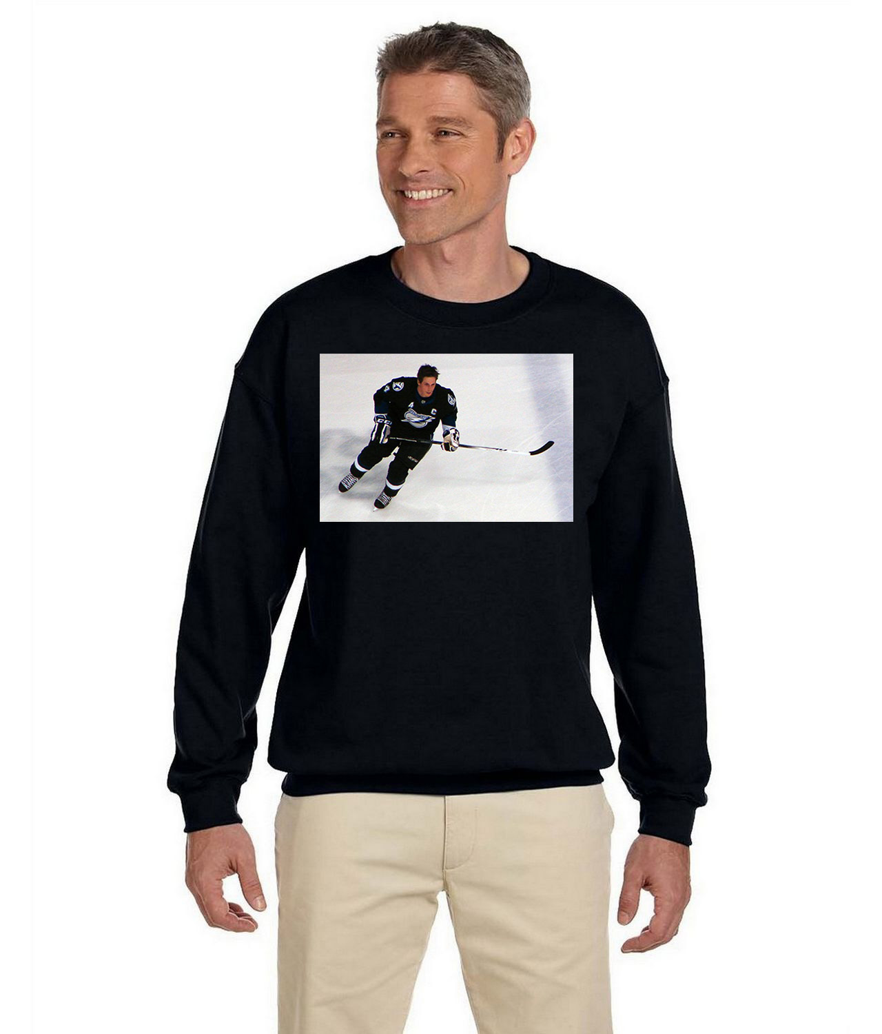 2010 Tampa Bay Lightning Captain Vincent Lecavalier Photo Hockey Logo Symbol Emblem Customized Design on Unisex Crewneck Sweatshirt