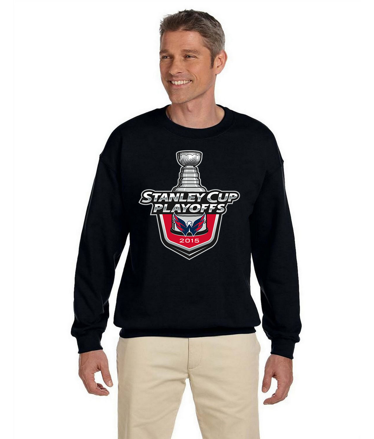 2015 Stanley Cup Playoffs - Washington Capitals Hockey Logo Symbol Emblem Customized Design on Unisex Crewneck Sweatshirt