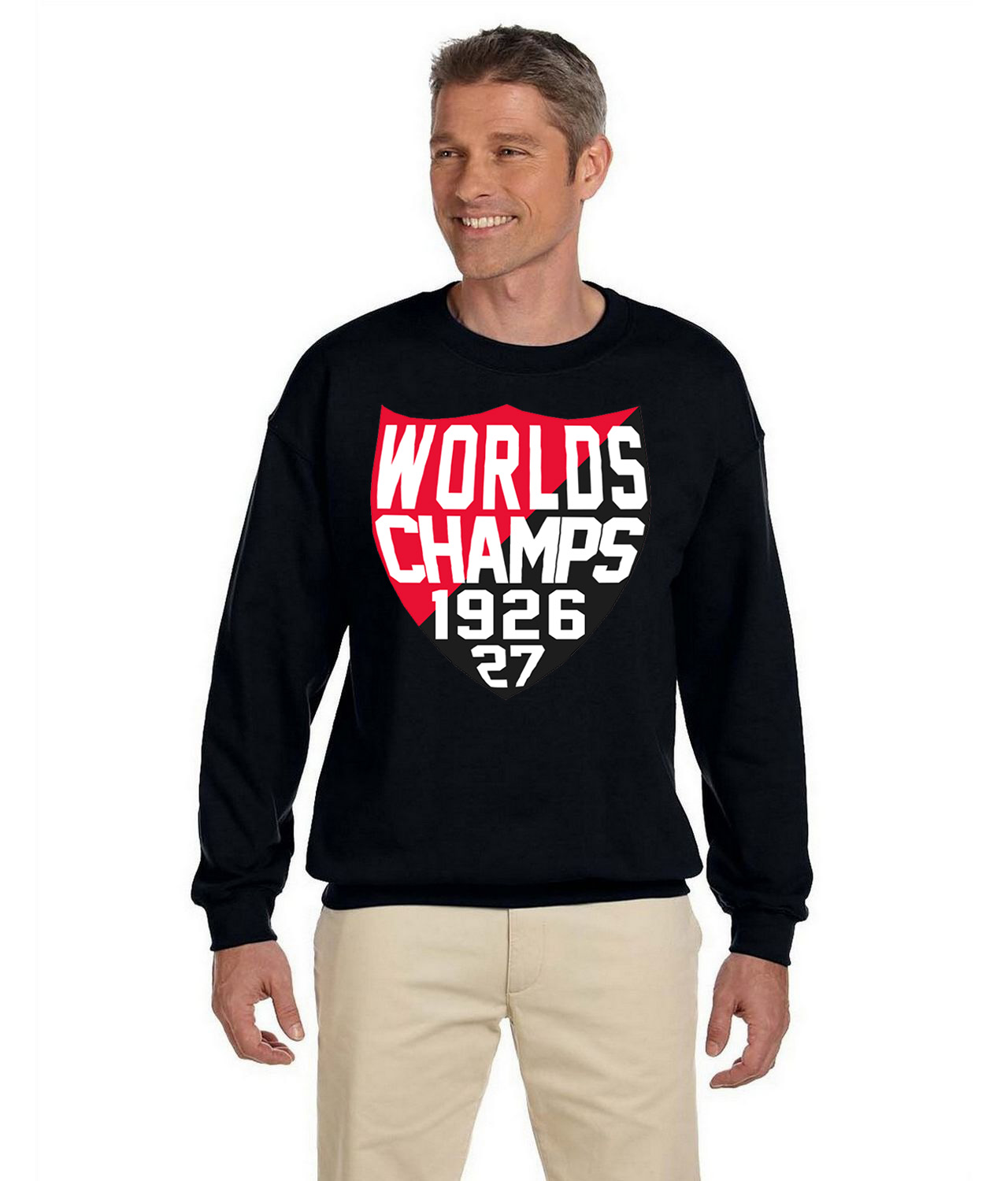Ottawa Senators 1926-27 World's Champs (Stanley Cup) Shield Hockey Logo Symbol Emblem Customized Design on Unisex Crewneck Sweatshirt