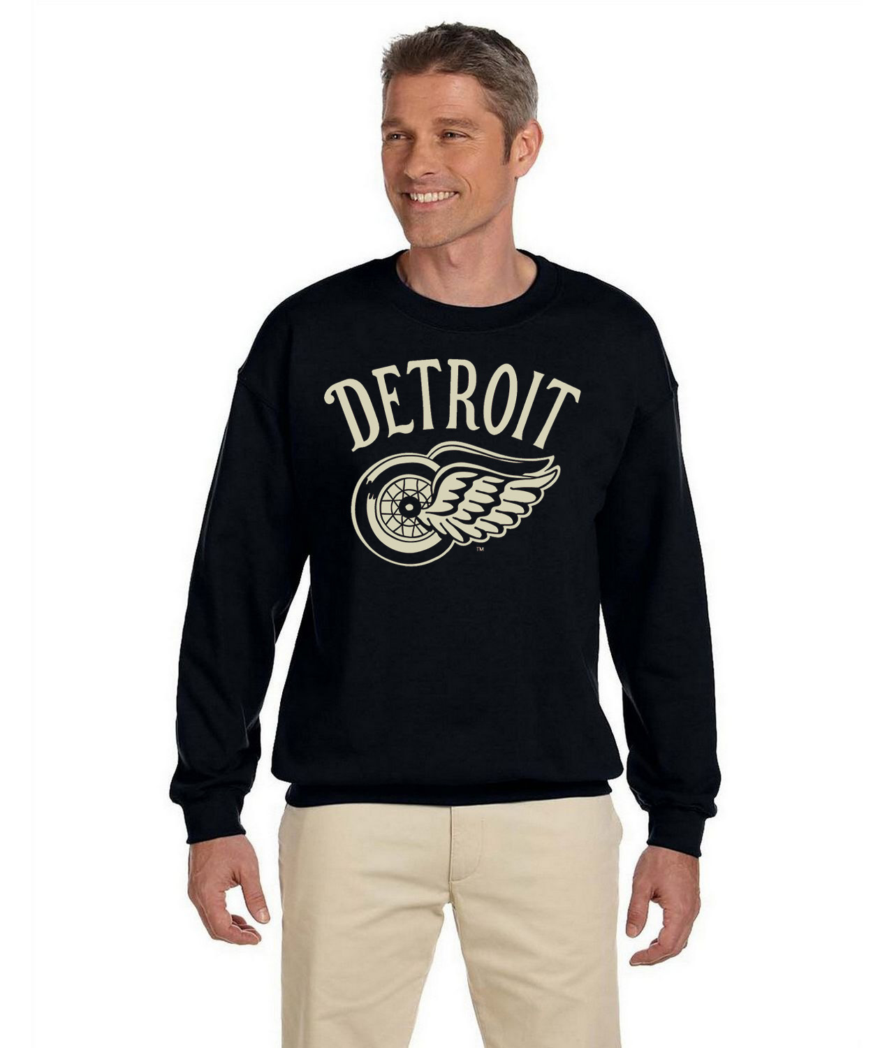 Detroit Red Wings 2014 Winter Classic Vintage Style Hockey Logo Symbol Emblem Customized Design on Unisex Crewneck Sweatshirt