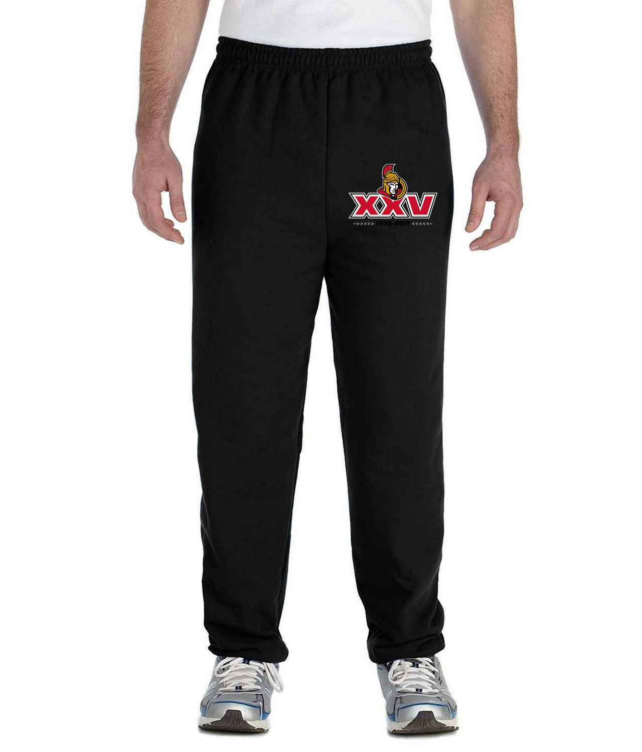 Ottawa Senators 25th Anniversary Logo Symbol Emblem Customized Design on Unisex Closed-Bottom Sweatpants
