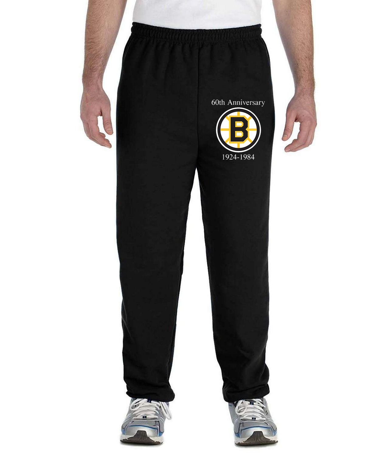 Boston Bruins 60th Anniversary Logo Symbol Emblem Customized Design on Unisex Closed-Bottom Sweatpants