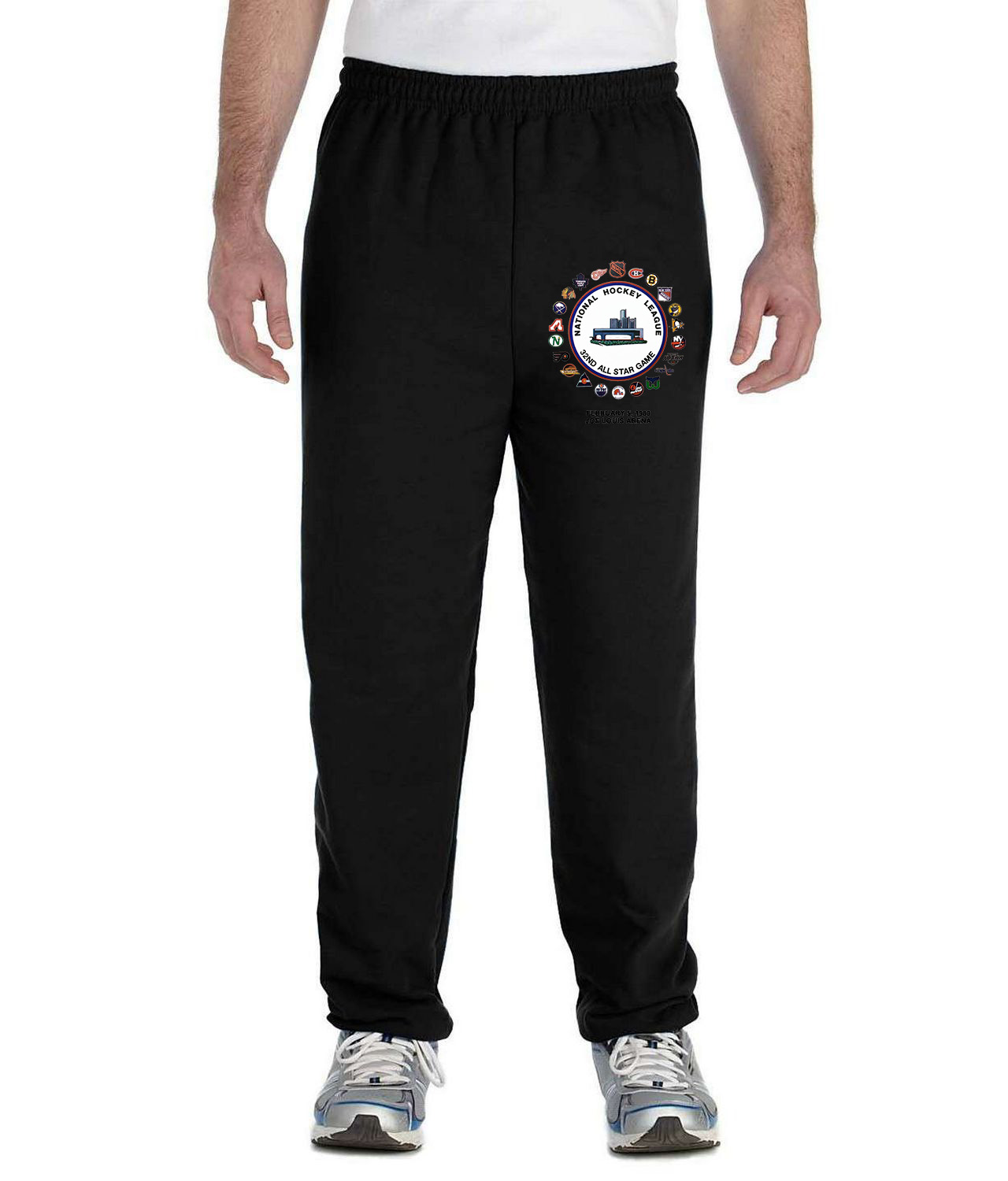 1980 NHL 32nd All-Star Game - Detroit, MI Logo Symbol Emblem Customized Design on Unisex Closed-Bottom Sweatpants