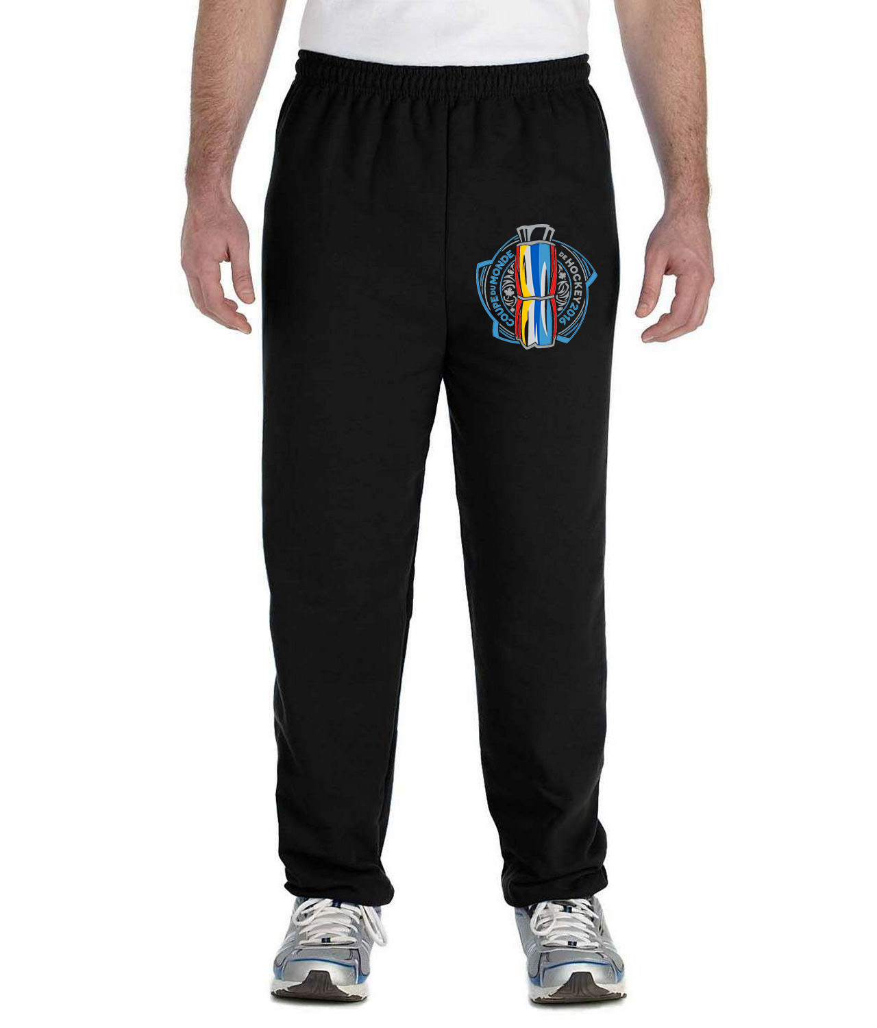 De La Coupe Du Monde De Hockey French Version 2016 World Cup Of Hockey Primary Logo Emblem Customized Design on Unisex Closed-Bottom Sweatpants