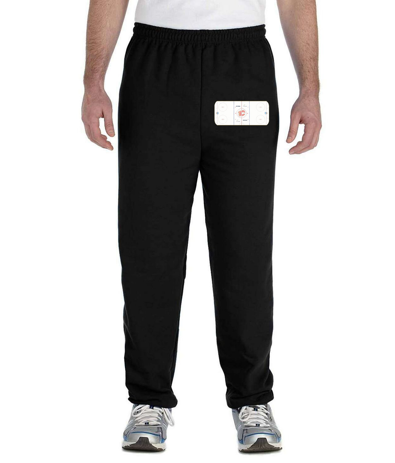 Calgary Flames Scotiabank Saddledome Playing Ice Surface Logo Symbol Emblem Customized Design on Unisex Closed-Bottom Sweatpants