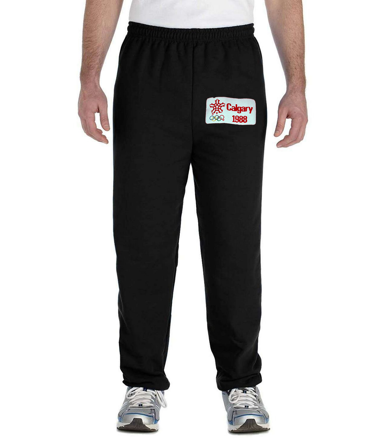 1988 Winter Olympics In Calgary - Calgary Flames Logo Symbol Emblem Customized Design on Unisex Closed-Bottom Sweatpants