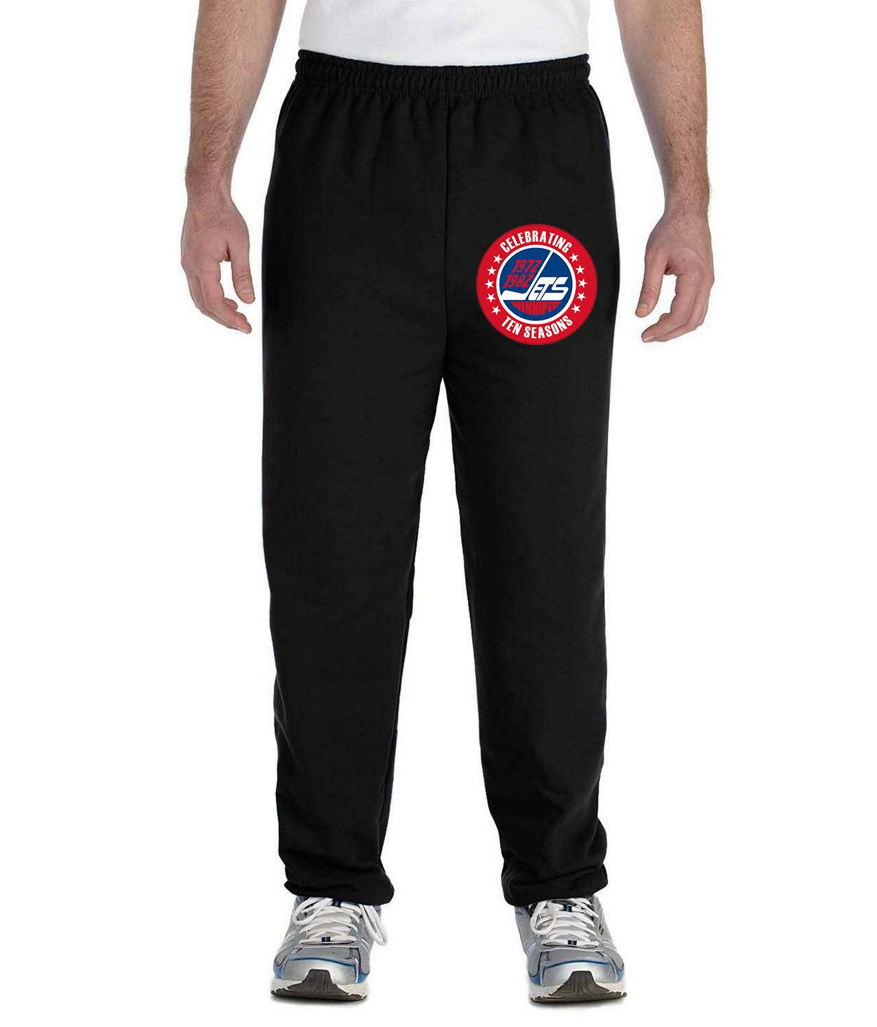 Winnipeg Jets 10th Anniversary Logo Symbol Emblem Customized Design on Unisex Closed-Bottom Sweatpants