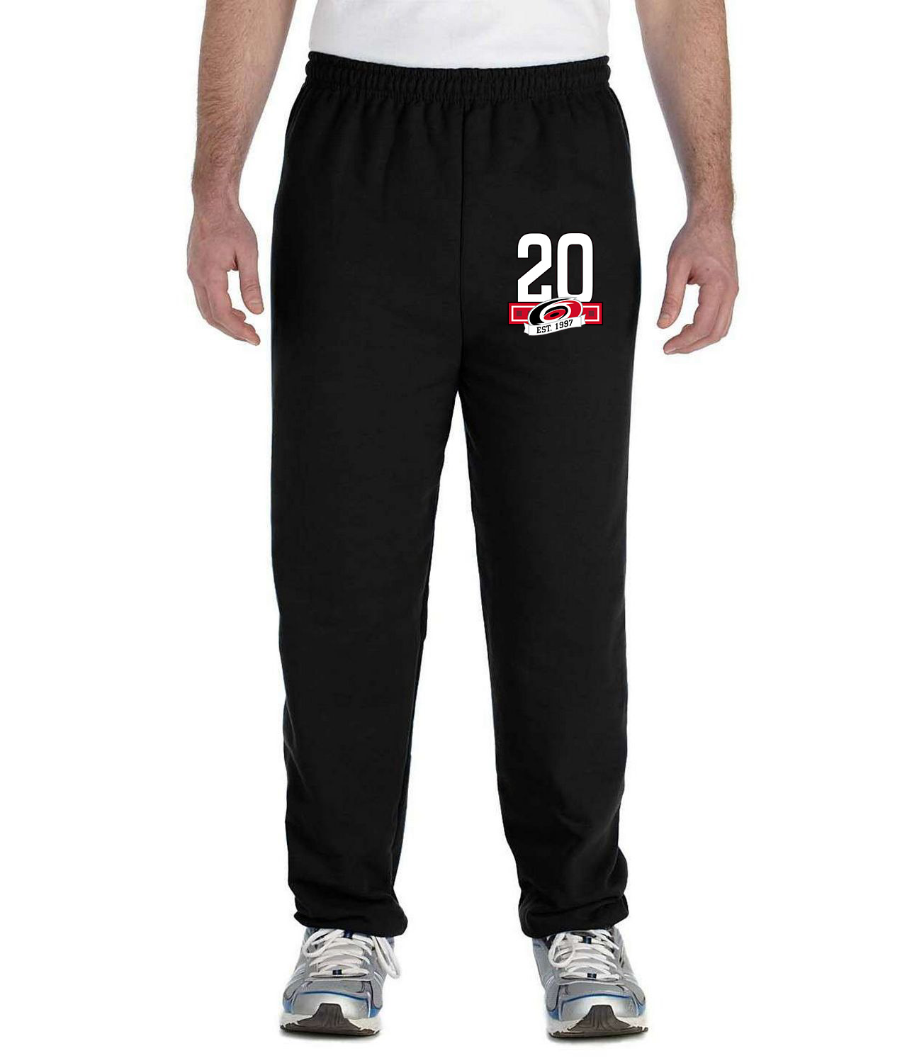 20th Anniversary Of The Carolina Hurricanes White Logo Symbol Emblem Customized Design on Unisex Closed-Bottom Sweatpants