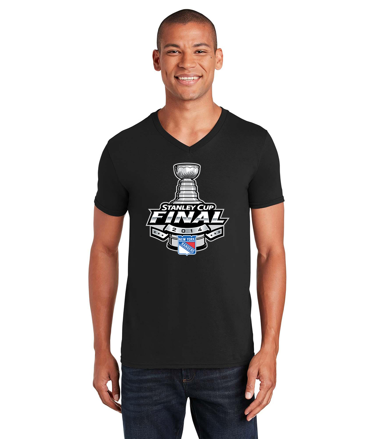 2014 Stanley Cup Final - New York Rangers Hockey Logo Symbol Emblem Customized Design on Unisex V-Neck T-Shirt Tee
