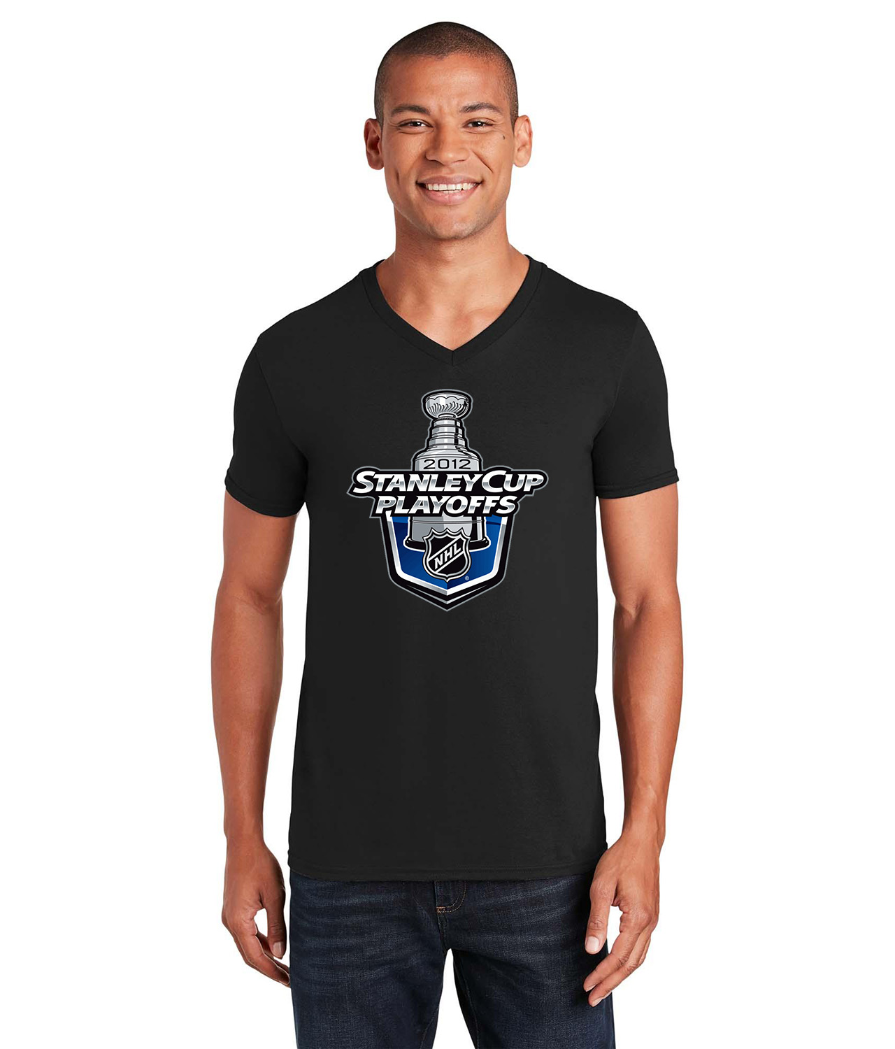2012 NHL Stanley Cup Playoffs Hockey Logo Symbol Emblem Customized Design on Unisex V-Neck T-Shirt Tee