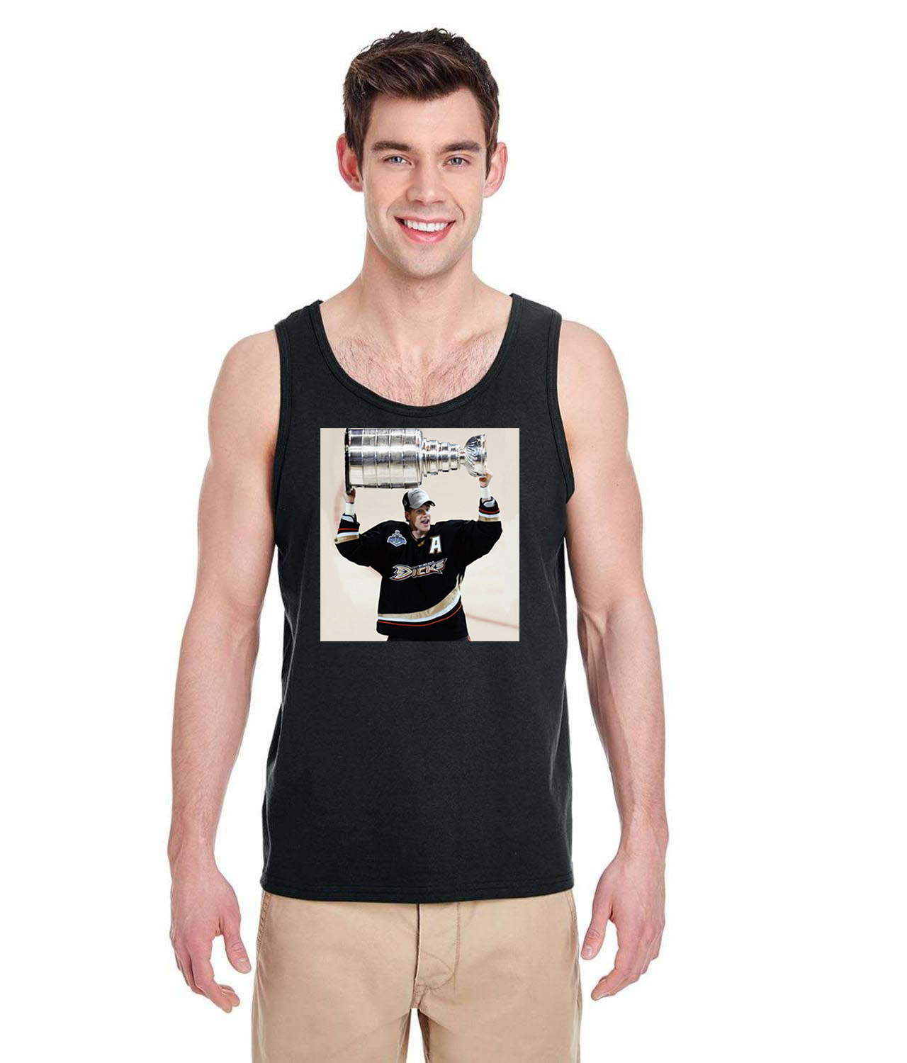 Chris Pronger Anaheim Ducks 2007 Stanley Cup Final Celebrating Ducks Championship 2006-07 Hockey Logo Emblem Customized Design on Unisex Tank Top