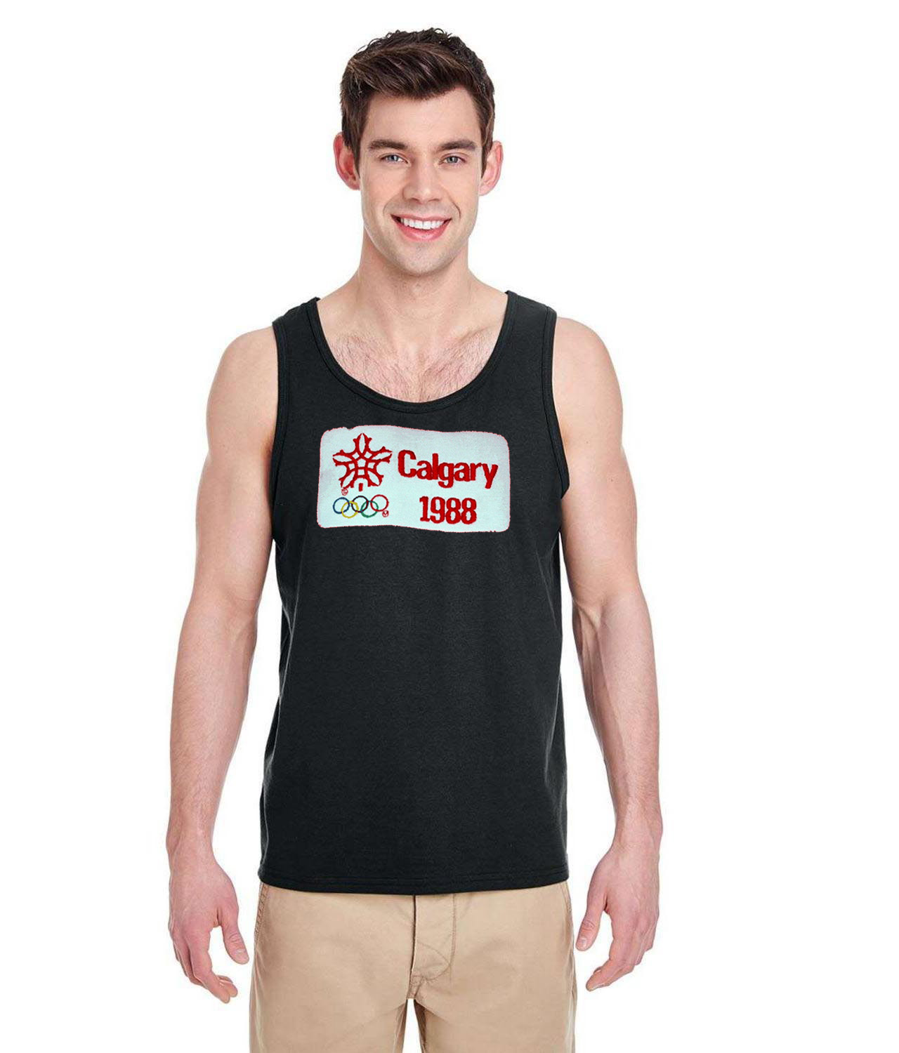 1988 Winter Olympics In Calgary - Calgary Flames Hockey Logo Symbol Emblem Customized Design on Unisex Tank Top