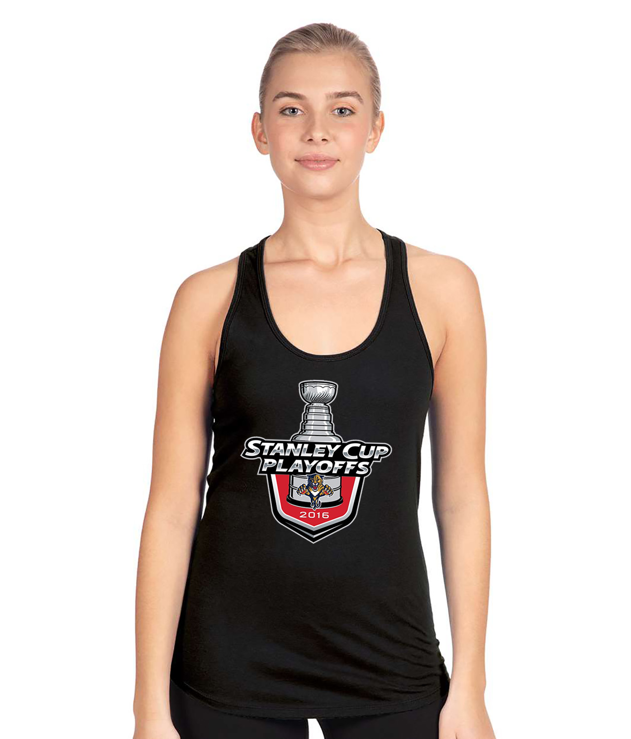 The Florida Panthers 2016 Stanley Cup Playoffs Hockey Logo Symbol Emblem Customized Design on Women's Racerback Tank Top