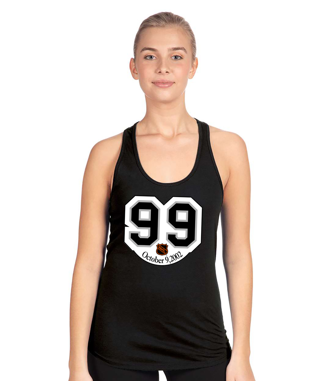 Los Angeles Kings Wayne Gretzky Number Retirement Patch Hockey Logo Symbol Emblem Customized Design on Women's Racerback Tank Top