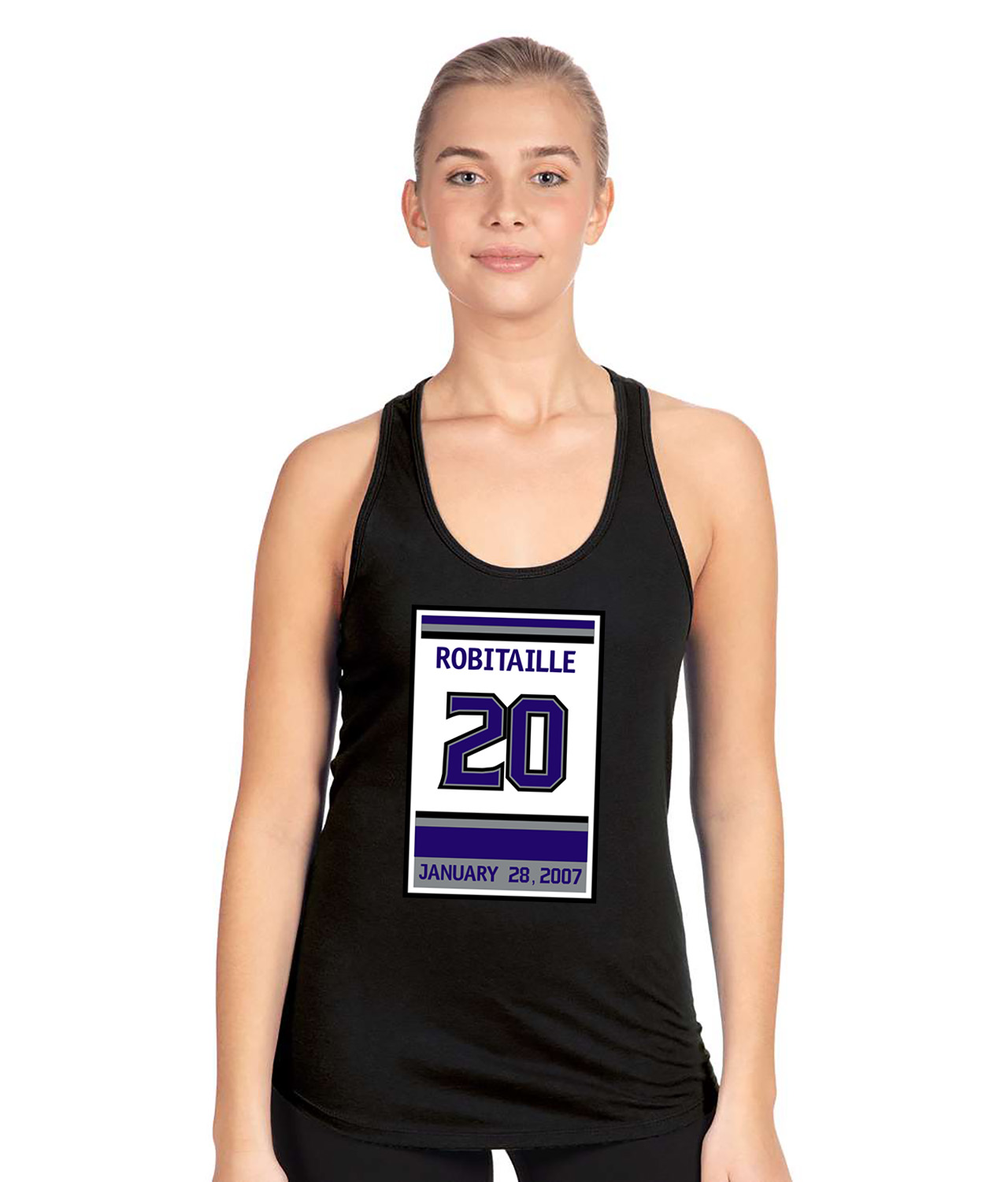 Los Angeles Kings Luc Robitaille Retirement Ceremony Patch Hockey Logo Symbol Emblem Customized Design on Women's Racerback Tank Top
