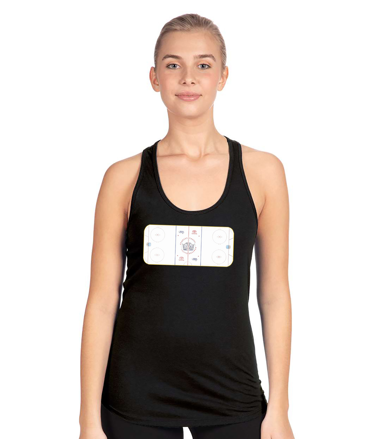 Los Angeles Kings Staples Center Stadium Ice Surface Hockey Logo Symbol Emblem Customized Design on Women's Racerback Tank Top