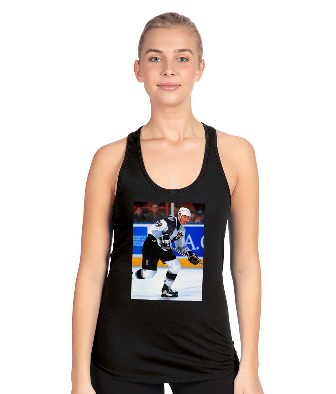 1995 Los Angeles Kings Photo Hockey Logo Symbol Emblem Customized Design on Women's Racerback Tank Top