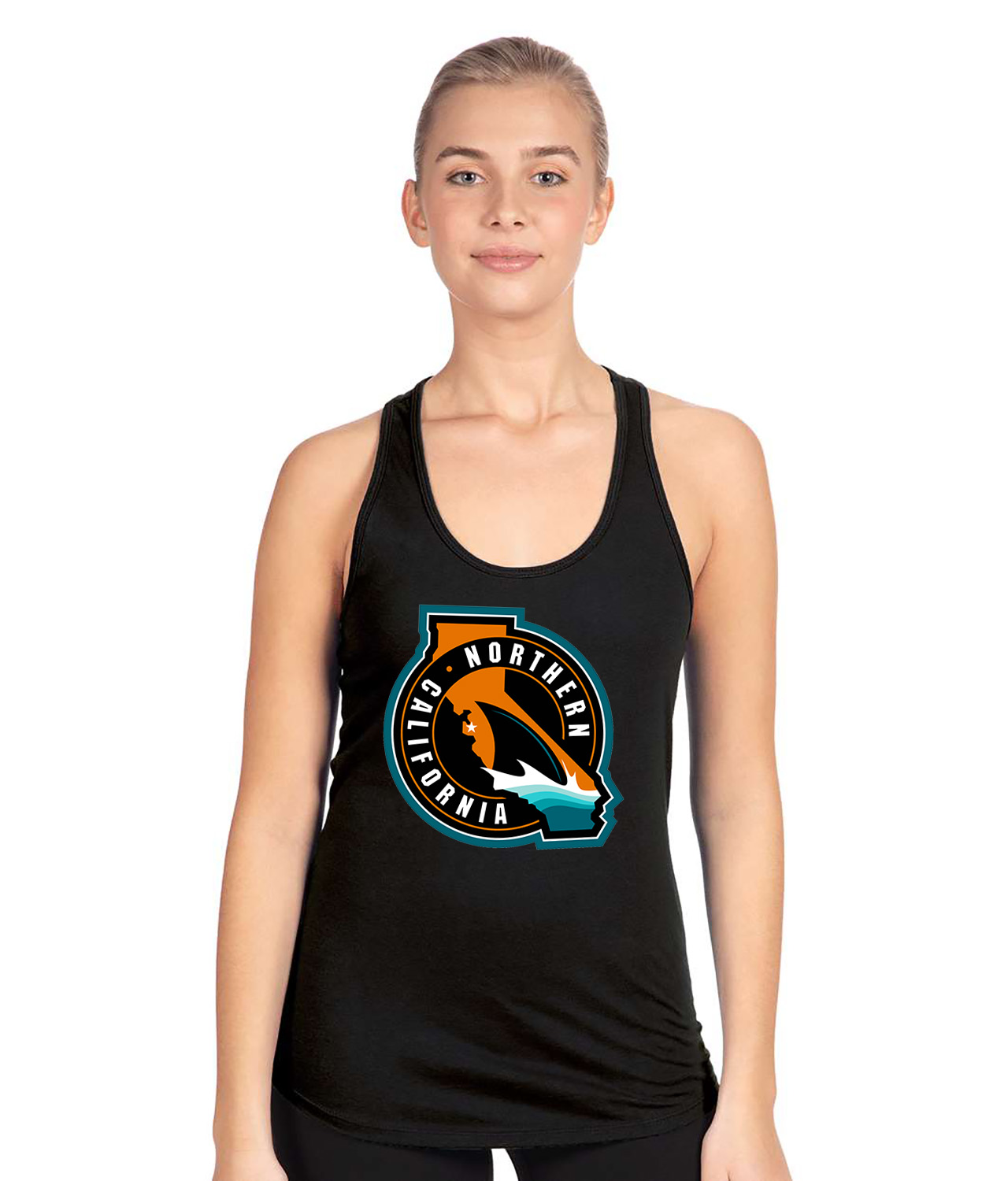 San Jose Sharks Northern California Hockey Logo Symbol Emblem Customized Design on Women's Racerback Tank Top