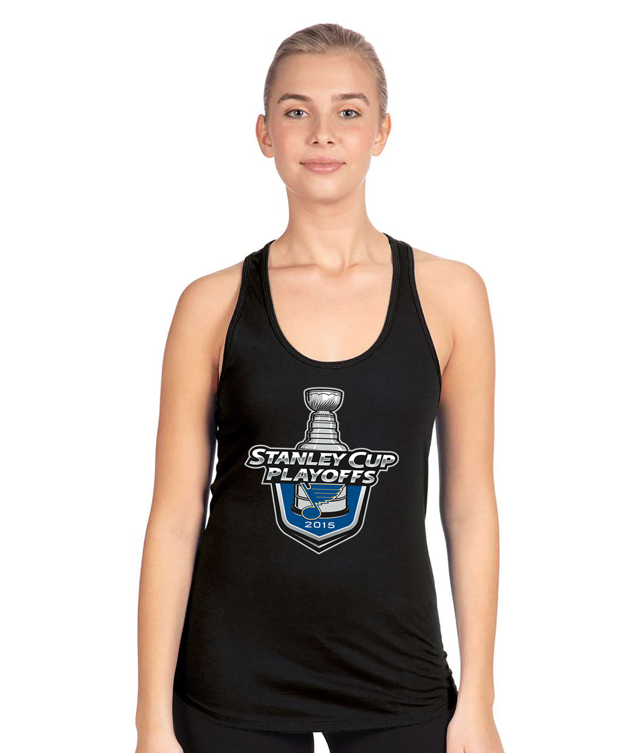 2015 Stanley Cup Playoffs - St Louis Blues Hockey Logo Symbol Emblem Customized Design on Women's Racerback Tank Top