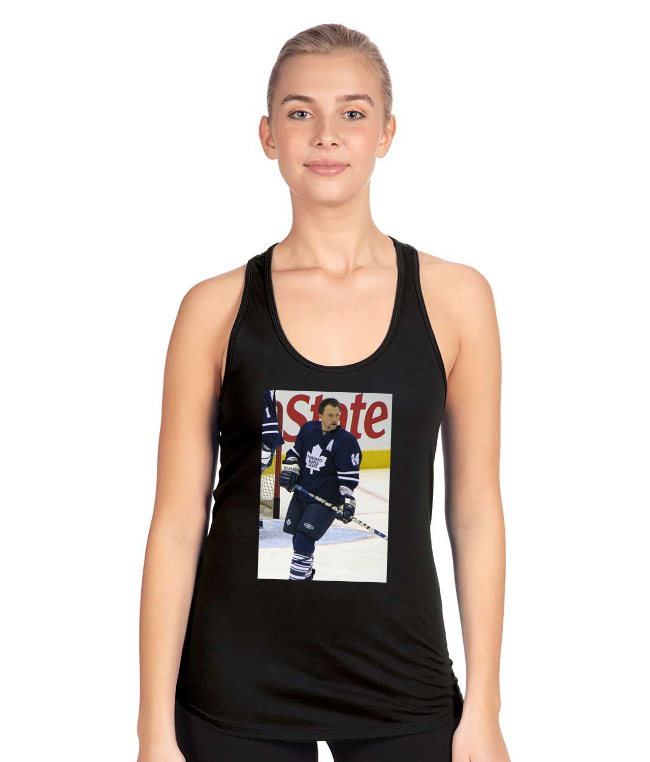2007-08 Toronto Maple Leafs Photo Hockey Logo Symbol Emblem Customized Design on Women's Racerback Tank Top