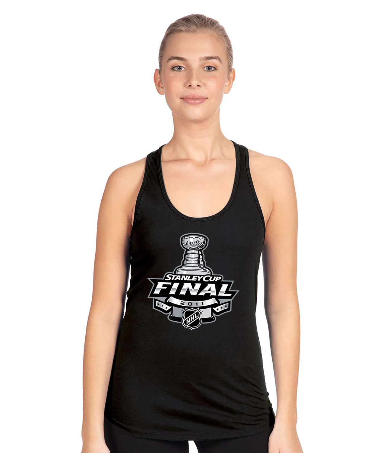 2011 NHL Stanley Cup Final - Boston Bruins Vs Vancouver Canucks Hockey Logo Symbol Emblem Customized Design on Women's Racerback Tank Top